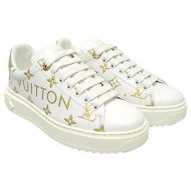 Louis Vuitton Baskets Timeout avec logo lettrage en or blanc Blanc
