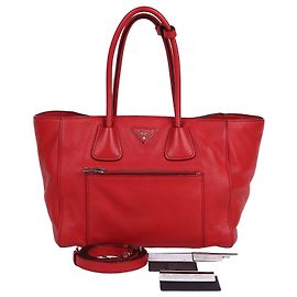 Prada Borsa Tote e Borsa a Spalla Vitelio Phoenix Medium Rosso
