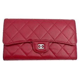 Chanel Classic Caviar Long Wallet Red
