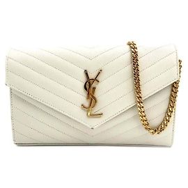Saint Laurent Bolsa transversal de corrente Monogram Branco