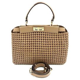 Fendi Interlace Peekaboo Medium Marrom