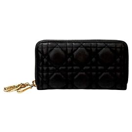 Dior Black Cannage Long Wallet Black