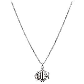 Dior Emblem Logo Silver Necklace Silvery