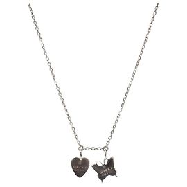 Gucci Collana in argento con cuore e farfalla Argento