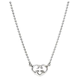 Gucci Collier en argent à cœurs entrelacés Argenté