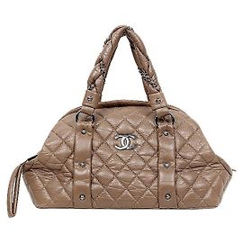 Chanel Bolsa Tote Quilted CC marrom Marrom