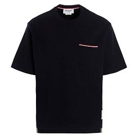 Thom Browne Camiseta oversized de algodón con bolsillo Azul