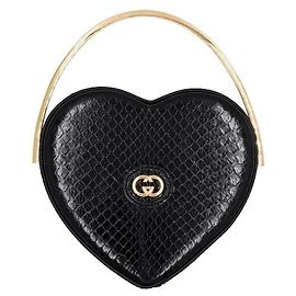 Gucci Broadway Mini Heart Black Python Top Handle Bag Women Tote Bag Black