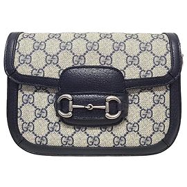 Gucci Mini bolsa de ombro GG Supreme Horsebit azul e bege Azul
