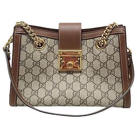 Gucci Borsa a tracolla GG Supreme Marrone con catena con lucchetto Marrone