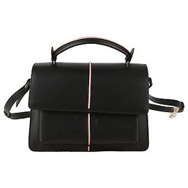 Marni Black Leather Top Handle Tote and Shoulder Bag Black