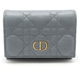 Dior Cloud Blue Cannage Calfskin Card Wallet Blue