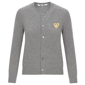 Comme Des Garcons Cardigan mit goldenem Herz-Patch Grau Braun