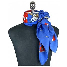 Hermès Sciarpa in seta blu navy Philippe Ledoux Pavois Blu