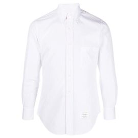 Thom Browne Camicia classica in popeline con rifinitura RWB nascosta Argento