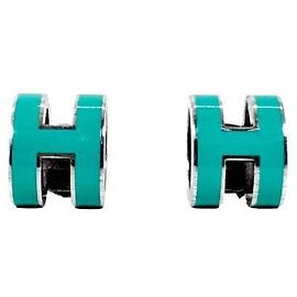 Hermès Orecchini Logo Pop Ash da donna Argento Blue Jean Blu