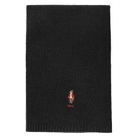 Ralph Lauren Holiday Bear Strickschal mit Rippenstruktur Schwarz