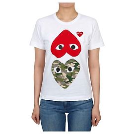 Comme Des Garcons Upside Down Camouflage Herz Damen T-Shirt Mehrfarben
