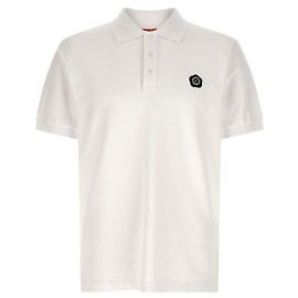Kenzo Slim Polo aus Baumwolle mit Bokeh Flower Muster Weiß