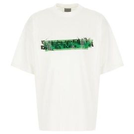 Balenciaga Camiseta Spray Ajuste Medio Blanco