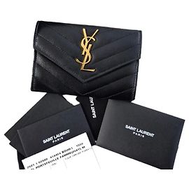 Saint Laurent Envelope Gold-Plated Cardholder Medium Black Black