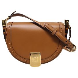 Fendi Bolsa de ombro Moonlight em couro marrom e tom dourado Marrom