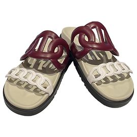 Hermès Sandales Extra Blanc Marron Marron