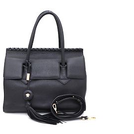 Versace Borsa satchel, borsa tote e borsa a tracolla con nappe intrecciate Nero