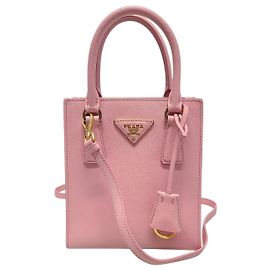 Prada Mini borsa a tracolla tote in Saffiano rosa petalo e oro Rosa