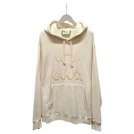 Gucci Ivory Tennis Logo Embroidered Hoodie Weiß