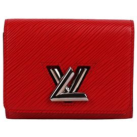 Louis Vuitton Red Twist Silver Monogram Wallet Red
