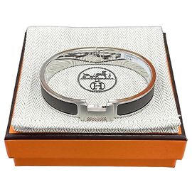 Hermès Bracciale Click Argento Opaco Antracite Marrone