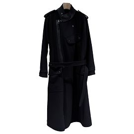 Tom Ford Double-breasted Leather Long Black Coat Black