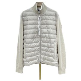 Moncler gesteppter Woll-Kaschmir-Cardigan mit Reißverschluss Silber