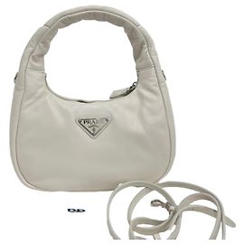 Prada Mini borsa a tracolla in pelle nappa morbida imbottita Bianco