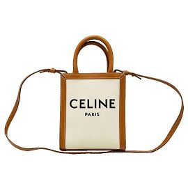 Céline Cabas Mini Vertical en lienzo de algodón natural Multicolor