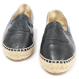 Chanel Espadrilles de piel de cordero negro para mujer slip-on Negro