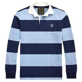 Ralph Lauren Gestreiftes Rugby-Poloshirt Blau