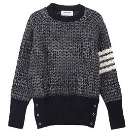 Thom Browne Pull à col rond et manches avec détails de coutures Bleu