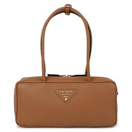 Prada Medium Leather Top Handle Bag Brown