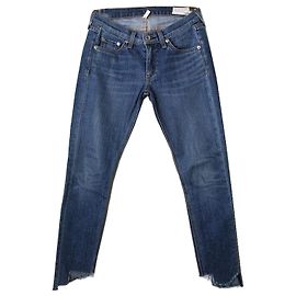 Rag & Bone Calça skinny em denim azul com corte assimétrico Azul