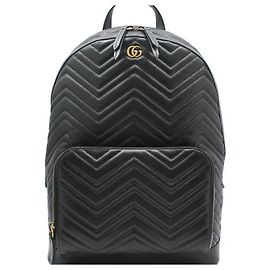 Gucci Black Matelassé Chevron Marmont Backpack Black