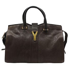 Sac cabas Yves Saint Laurent Cabas Chyc Medium avec logo doré Marron