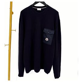 Moncler Logo Patch Long Sleeve Knit Blue