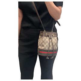 Gucci Ophidia GG Mini Bucket Bag Beige Ebony Brown