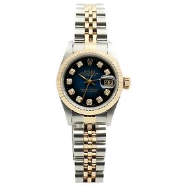 Rolex Datejust Women's Combination Watch Ombre Blue Dial After Setting Diamond Blue