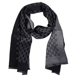 Gucci Cachecol de lã jacquard bicolor Marrom