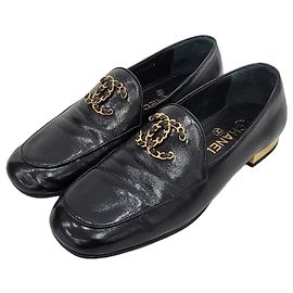 Chanel Glazed Goatskin Chain CC Season Loafer Silvery