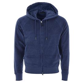 Tom Ford Blauer Kapuzenpullover mit Reißverschluss aus Baumwoll-Terry Blau
