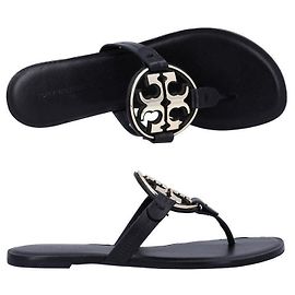 Tory Burch Sandali Slide Metal Soft Flip Flops Donna Nero